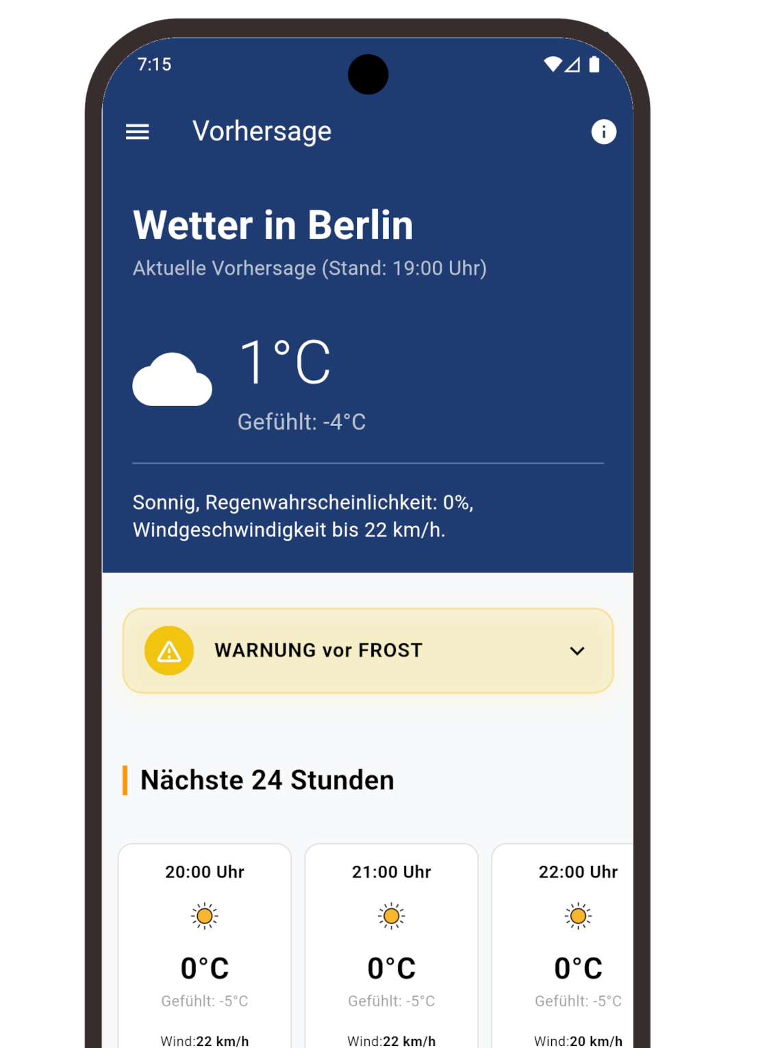 Screenshot aus der Wetterblick-App
