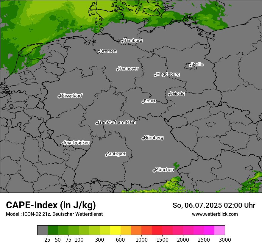 Modellkarten CAPE-Index in Deutschland