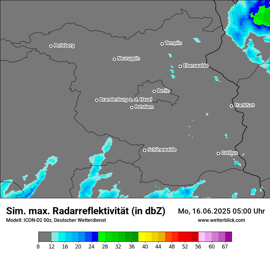 Modellkarten Simuliertes Radarbild