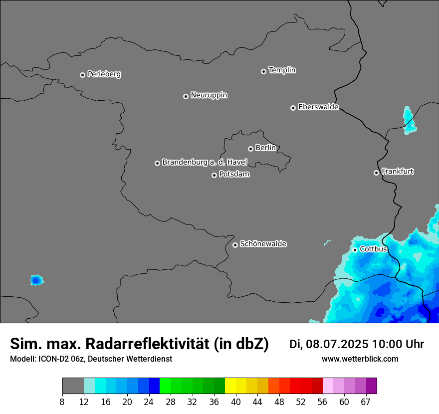 Modellkarten Simuliertes Radarbild