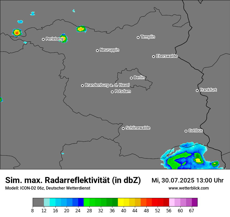 Modellkarten Simuliertes Radarbild