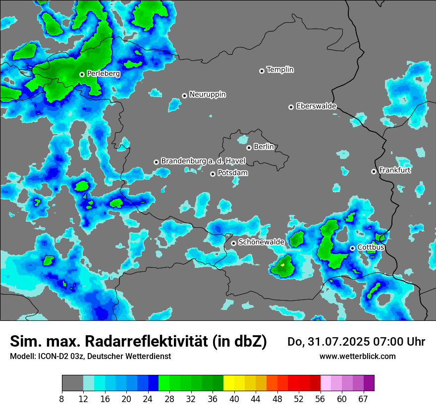 Modellkarten Simuliertes Radarbild