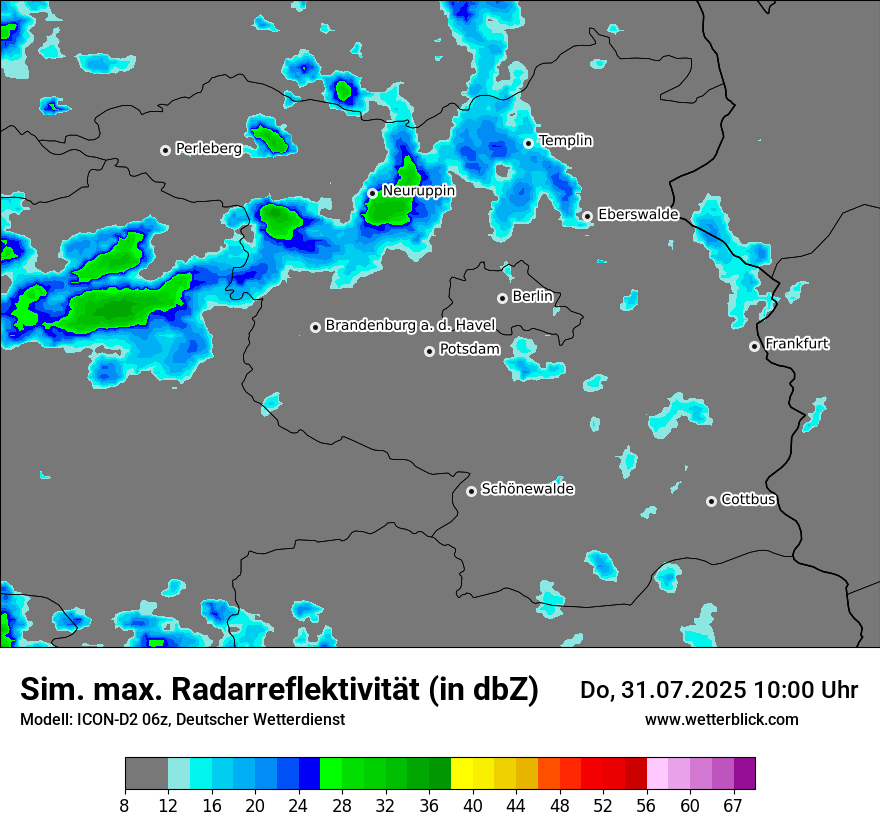 Modellkarten Simuliertes Radarbild