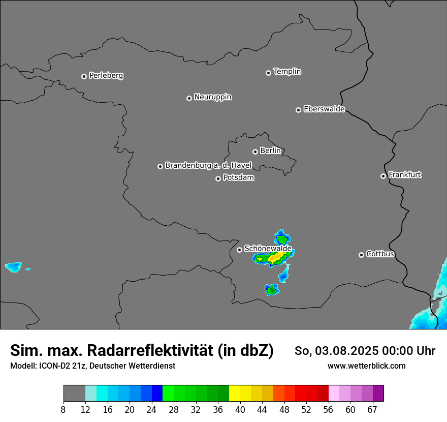 Modellkarten Simuliertes Radarbild