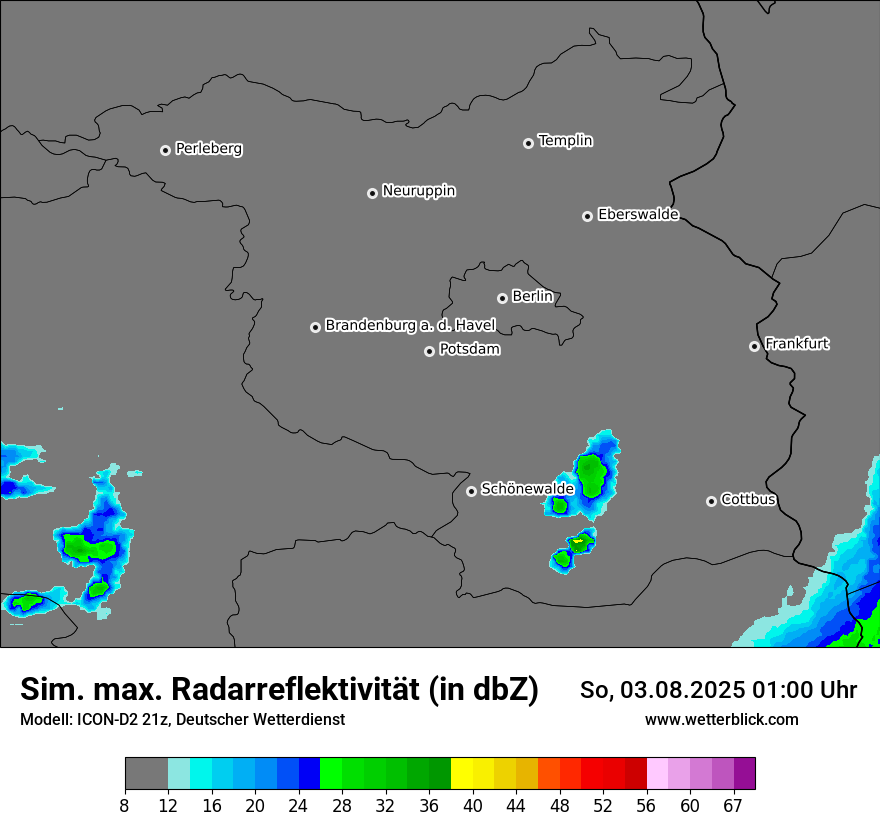 Modellkarten Simuliertes Radarbild