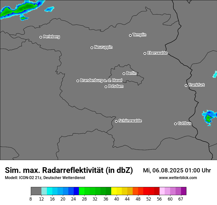 Modellkarten Simuliertes Radarbild