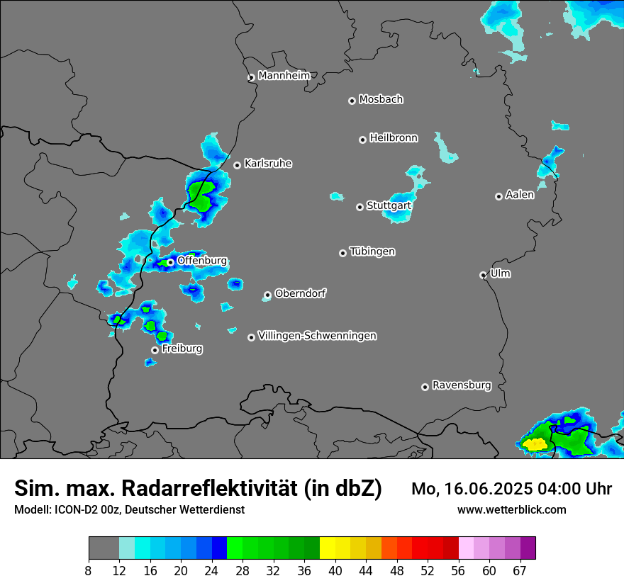 Modellkarten Simuliertes Radarbild
