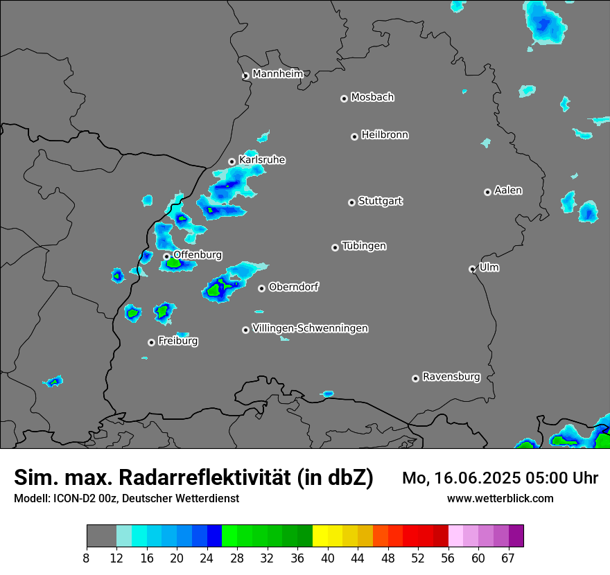 Modellkarten Simuliertes Radarbild