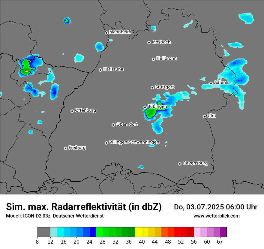 Modellkarten Simuliertes Radarbild
