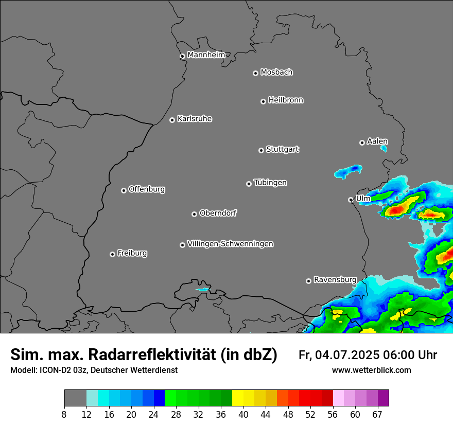 Modellkarten Simuliertes Radarbild