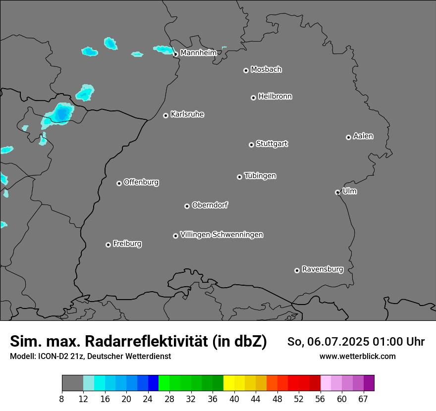 Modellkarten Simuliertes Radarbild