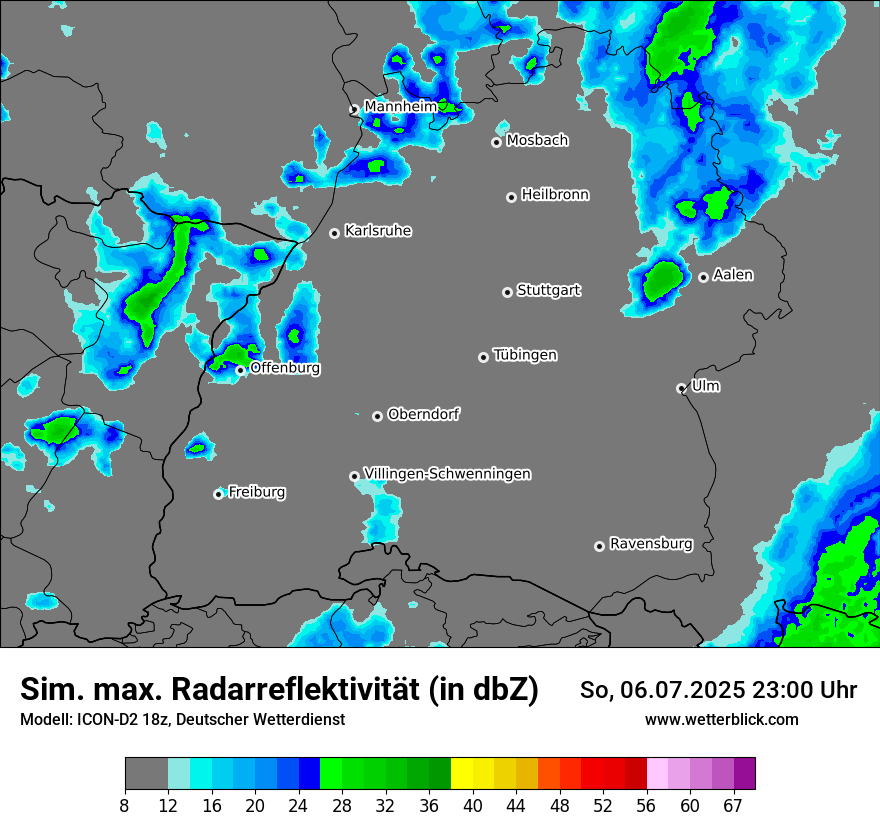 Modellkarten Simuliertes Radarbild