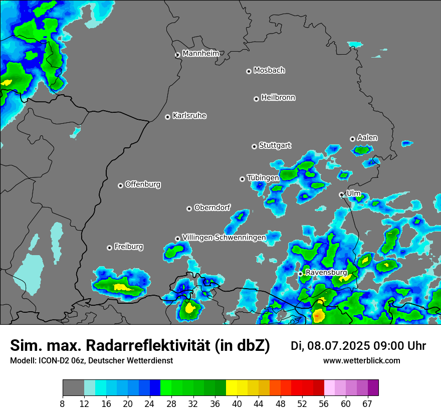 Modellkarten Simuliertes Radarbild