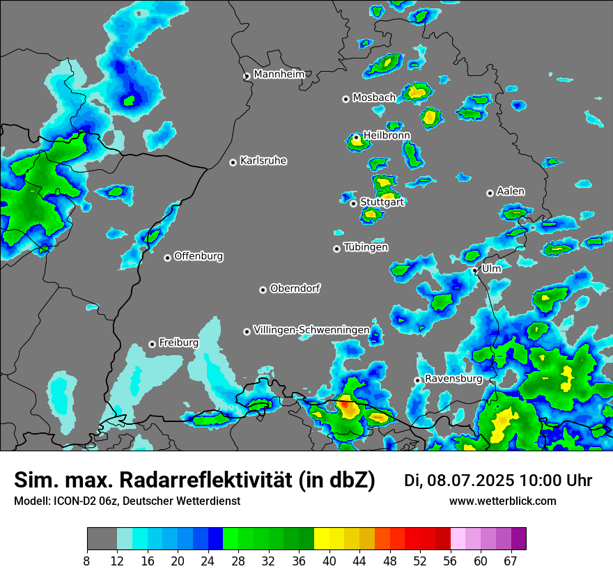 Modellkarten Simuliertes Radarbild