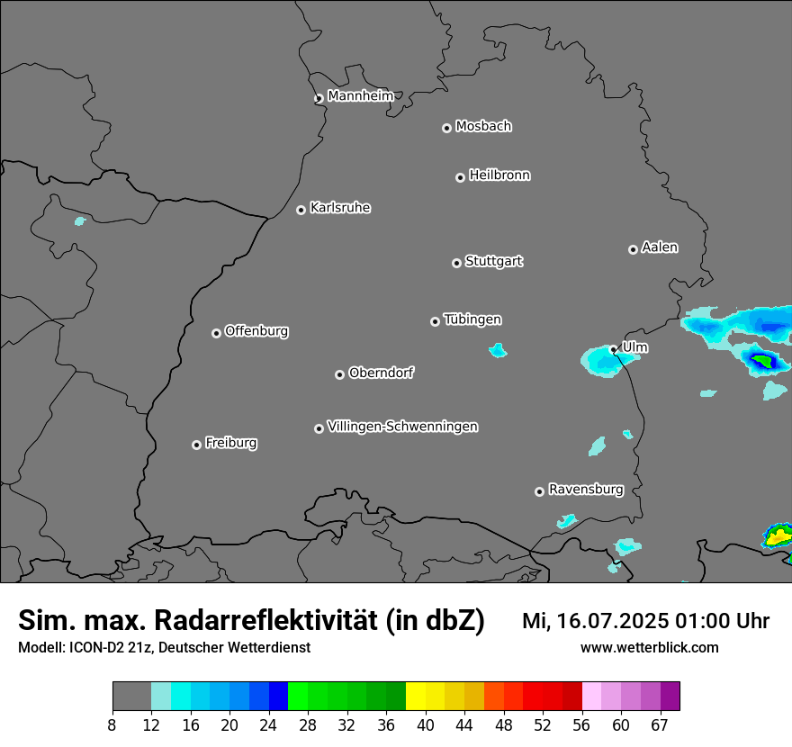 Modellkarten Simuliertes Radarbild