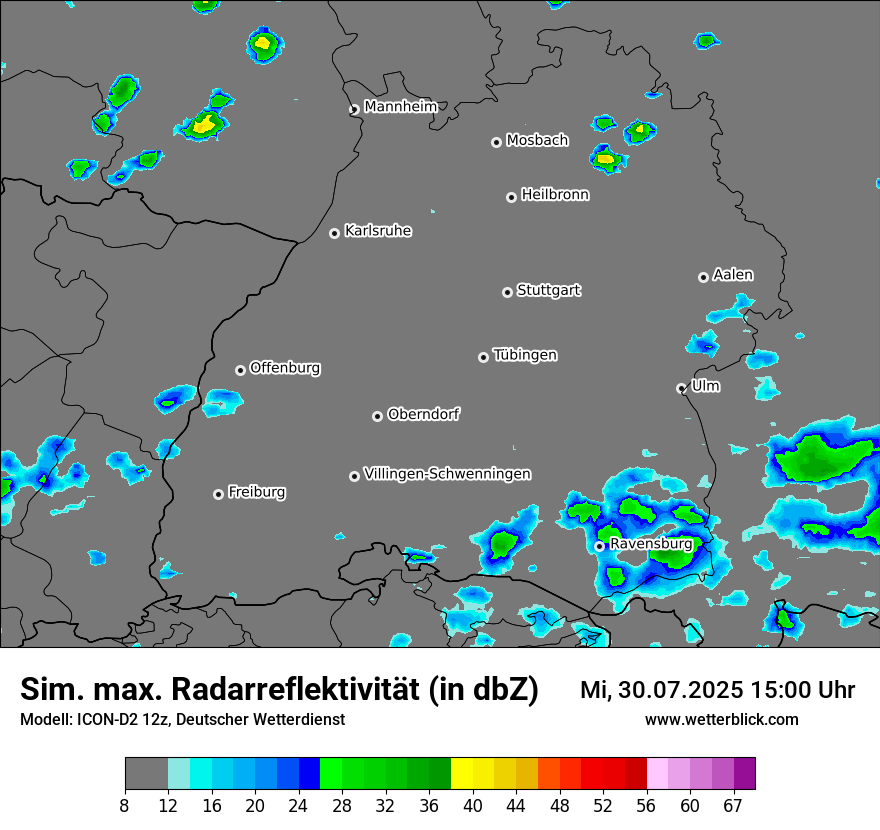 Modellkarten Simuliertes Radarbild