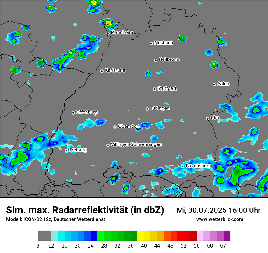 Modellkarten Simuliertes Radarbild