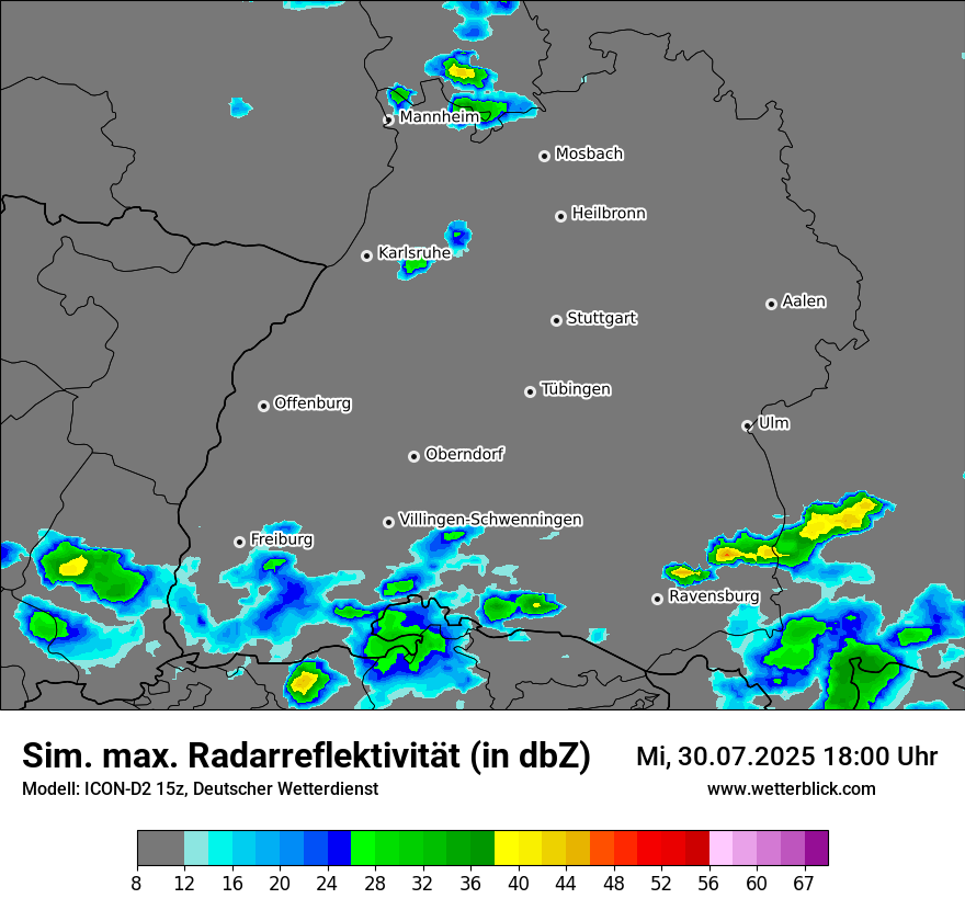 Modellkarten Simuliertes Radarbild