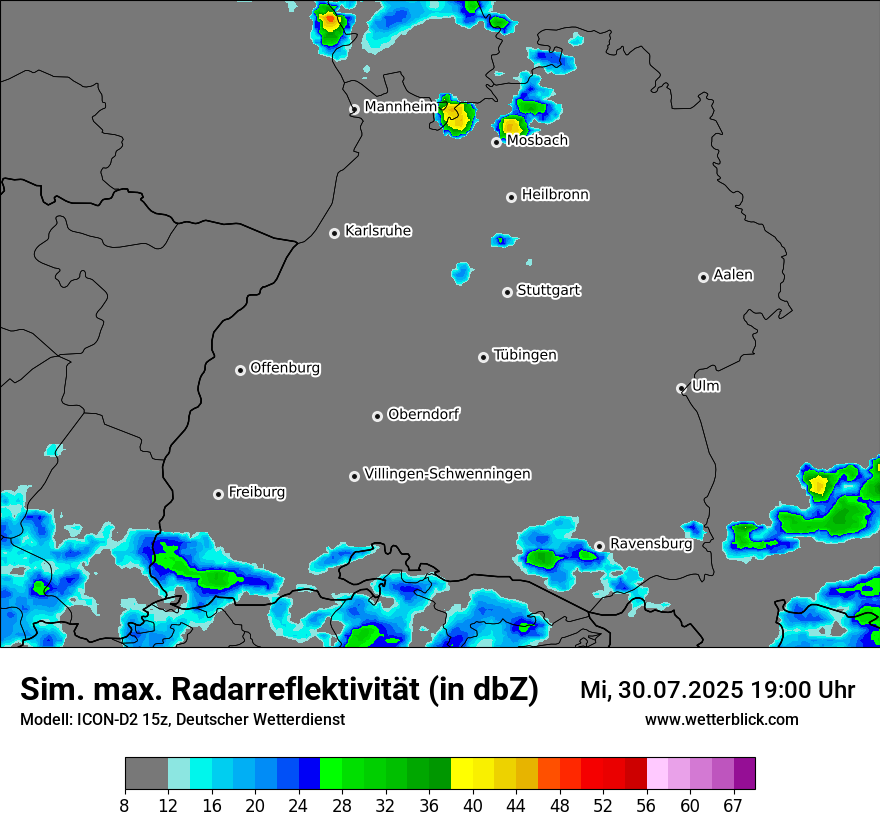 Modellkarten Simuliertes Radarbild