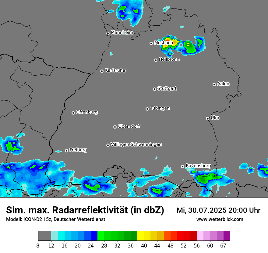 Modellkarten Simuliertes Radarbild