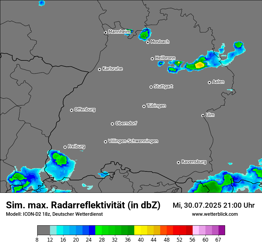 Modellkarten Simuliertes Radarbild