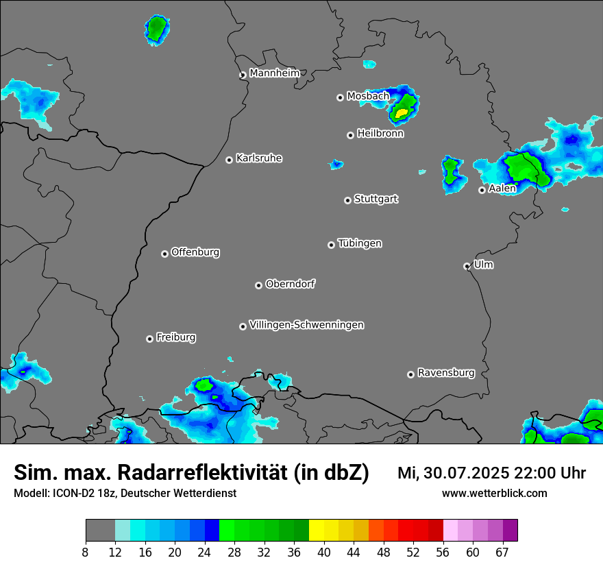Modellkarten Simuliertes Radarbild