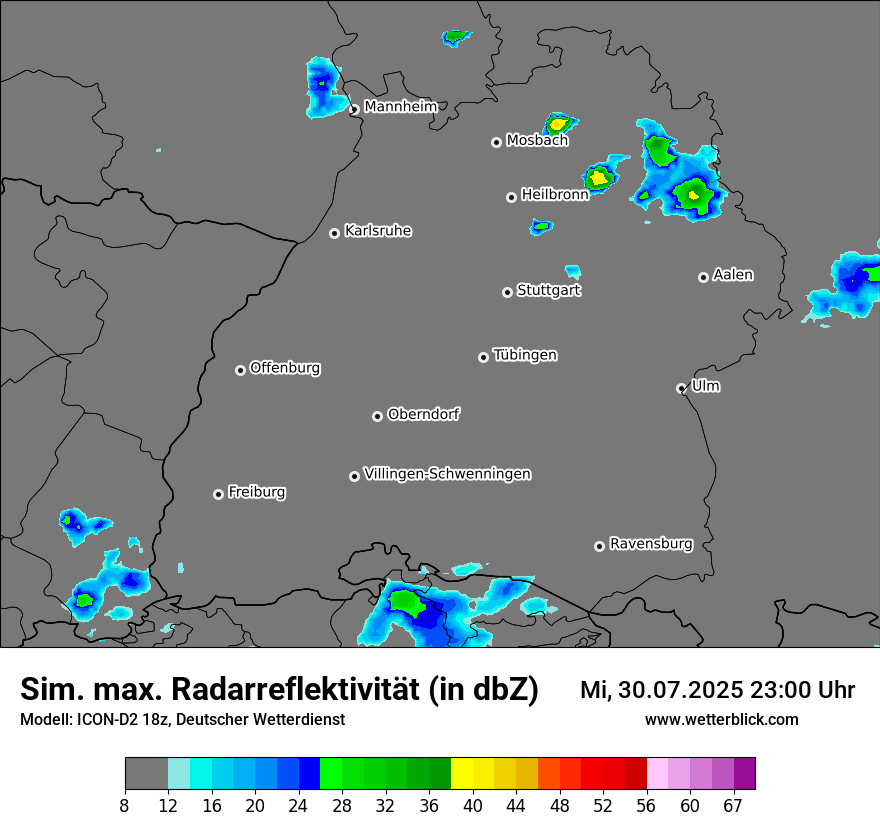 Modellkarten Simuliertes Radarbild