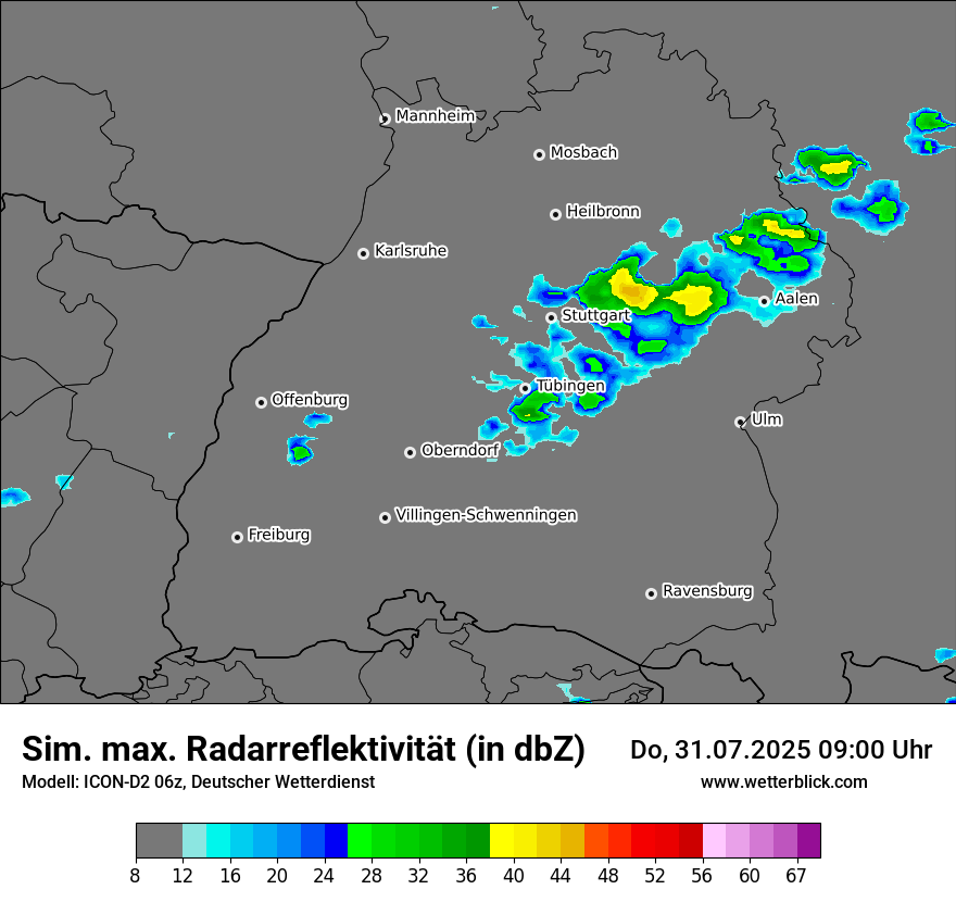 Modellkarten Simuliertes Radarbild