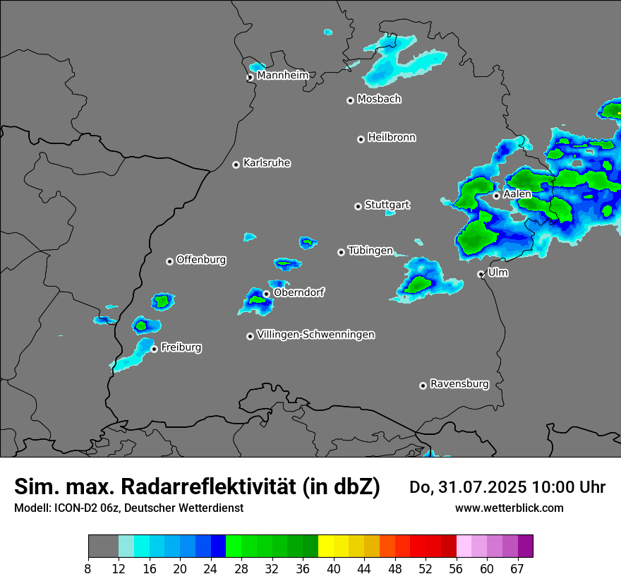 Modellkarten Simuliertes Radarbild