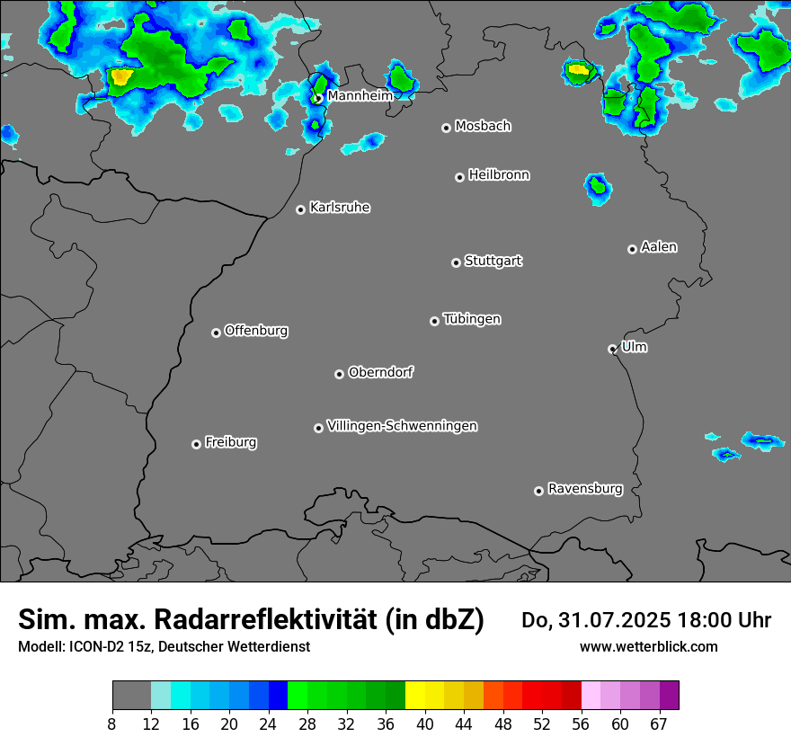 Modellkarten Simuliertes Radarbild