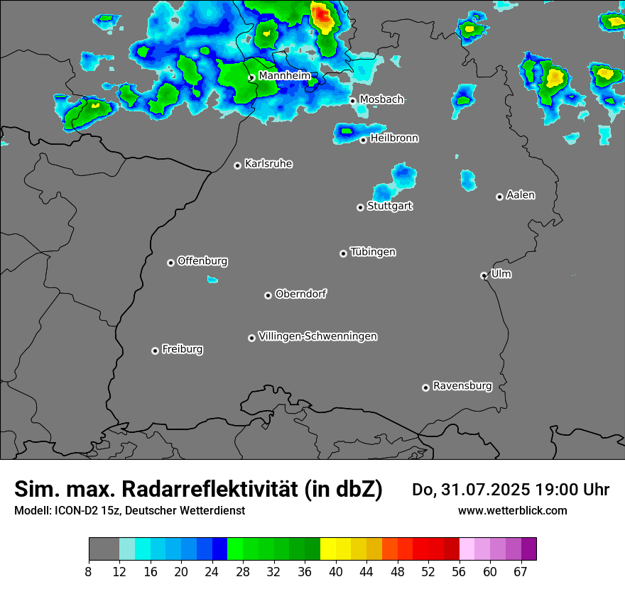 Modellkarten Simuliertes Radarbild