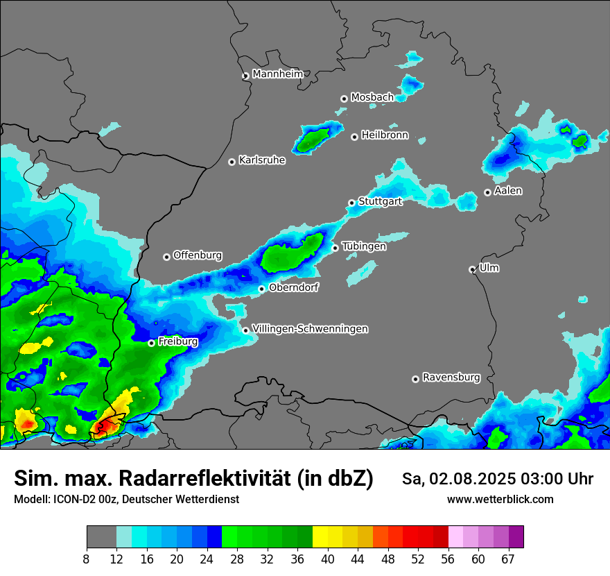 Modellkarten Simuliertes Radarbild