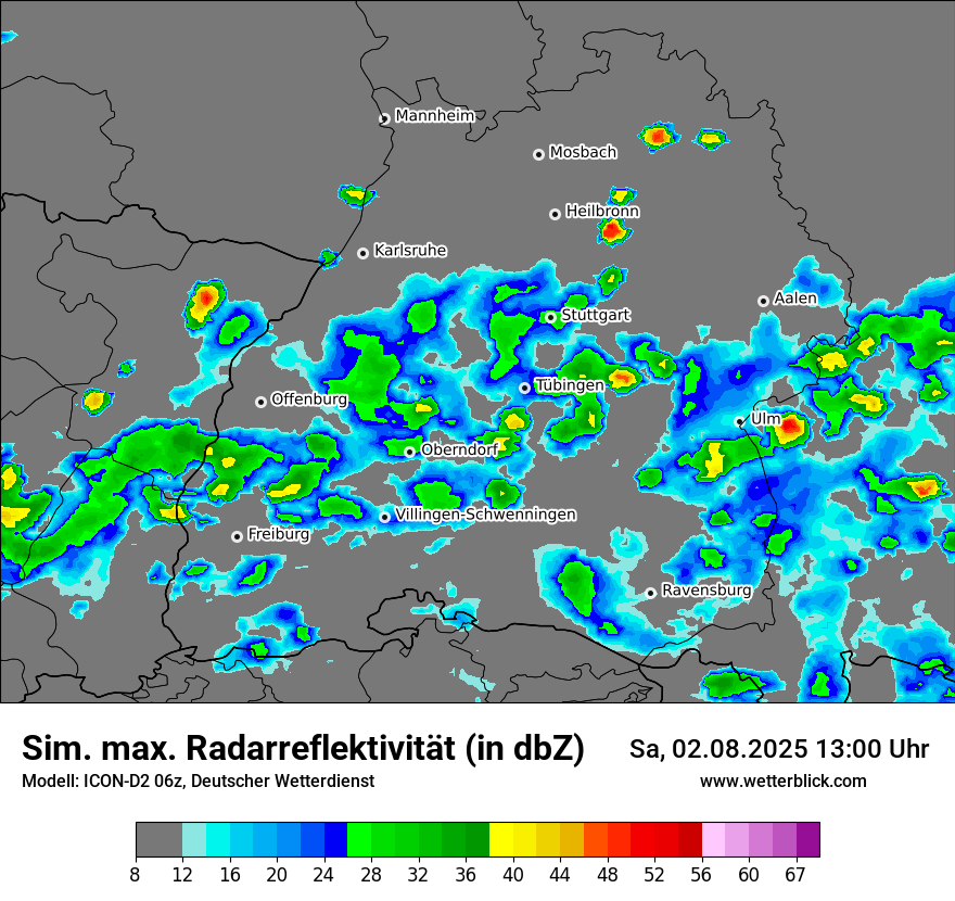 Modellkarten Simuliertes Radarbild