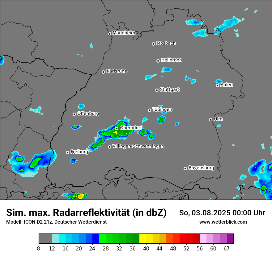 Modellkarten Simuliertes Radarbild