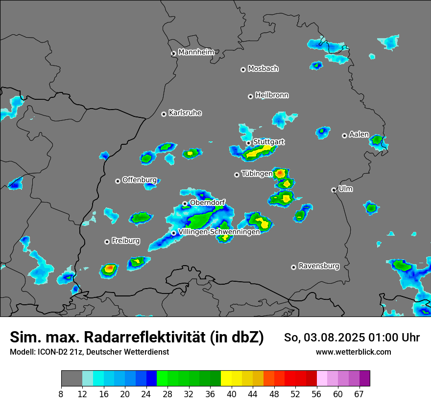 Modellkarten Simuliertes Radarbild