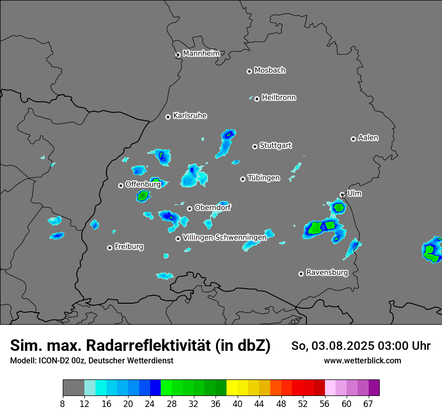 Modellkarten Simuliertes Radarbild