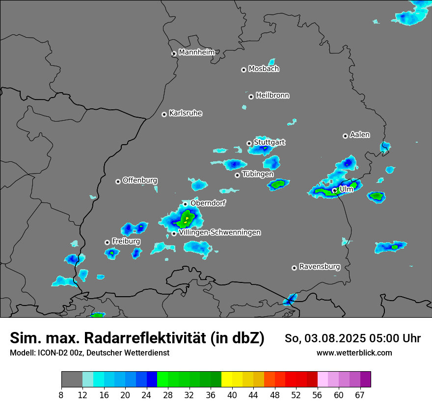 Modellkarten Simuliertes Radarbild