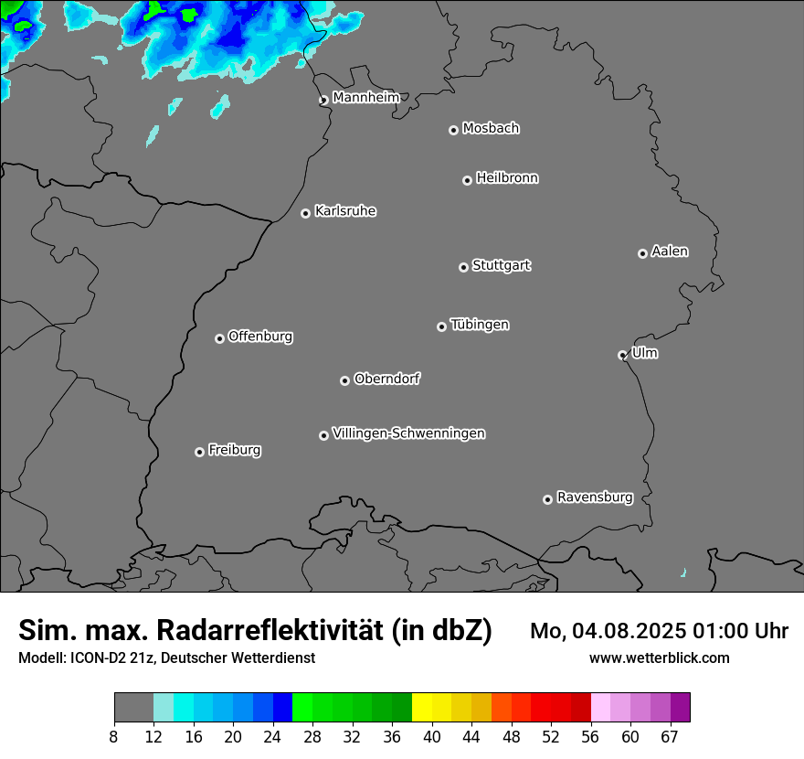 Modellkarten Simuliertes Radarbild