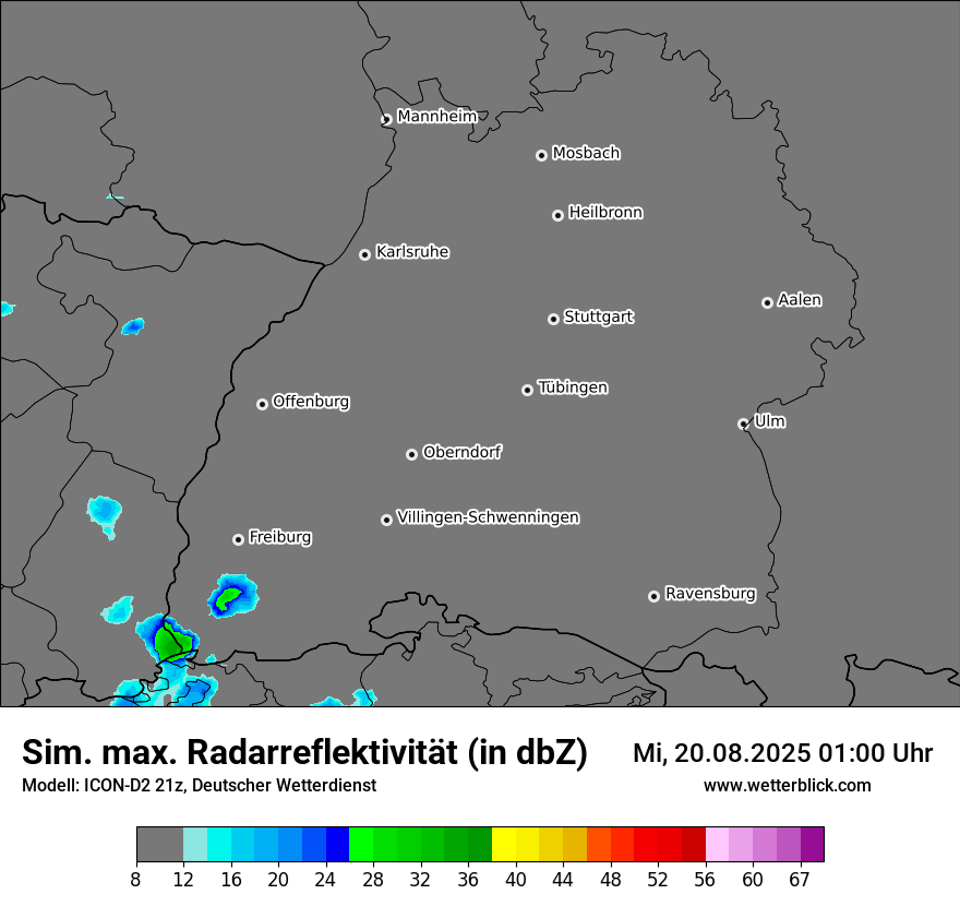 Modellkarten Simuliertes Radarbild