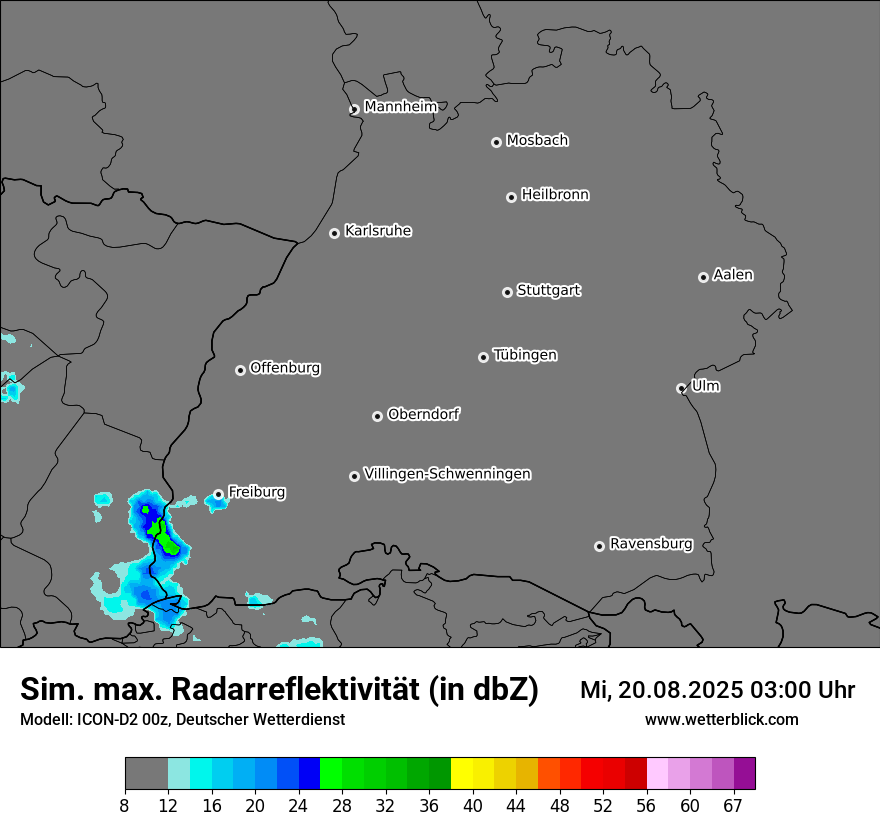 Modellkarten Simuliertes Radarbild