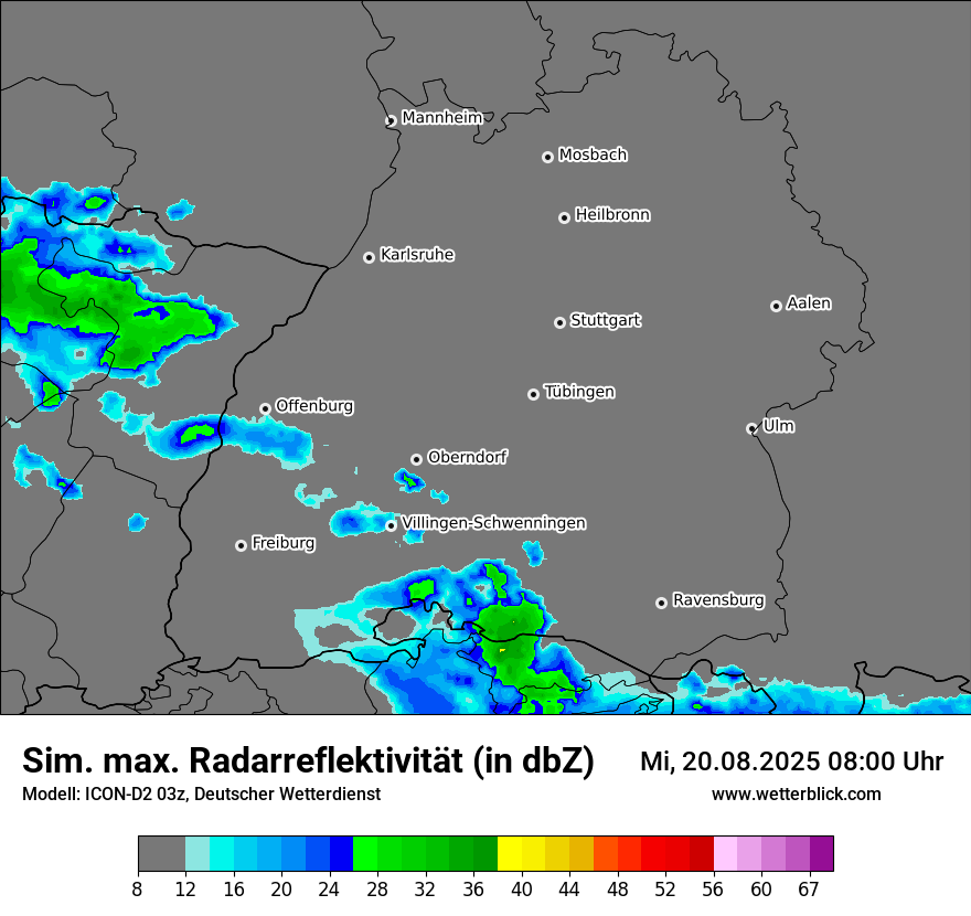 Modellkarten Simuliertes Radarbild