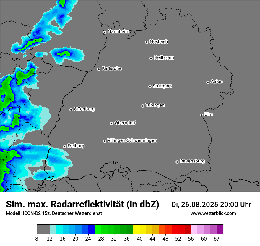 Modellkarten Simuliertes Radarbild