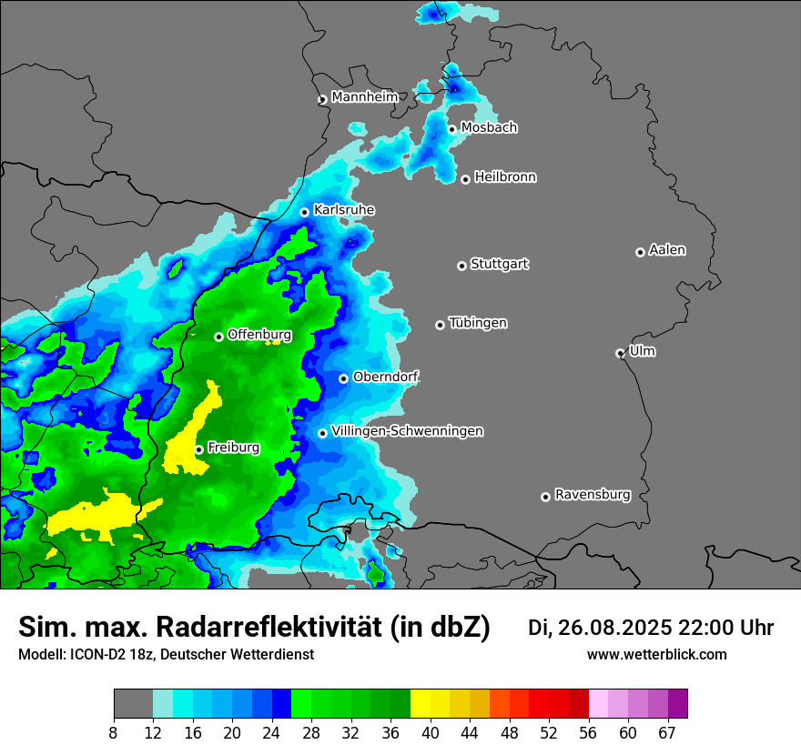 Modellkarten Simuliertes Radarbild