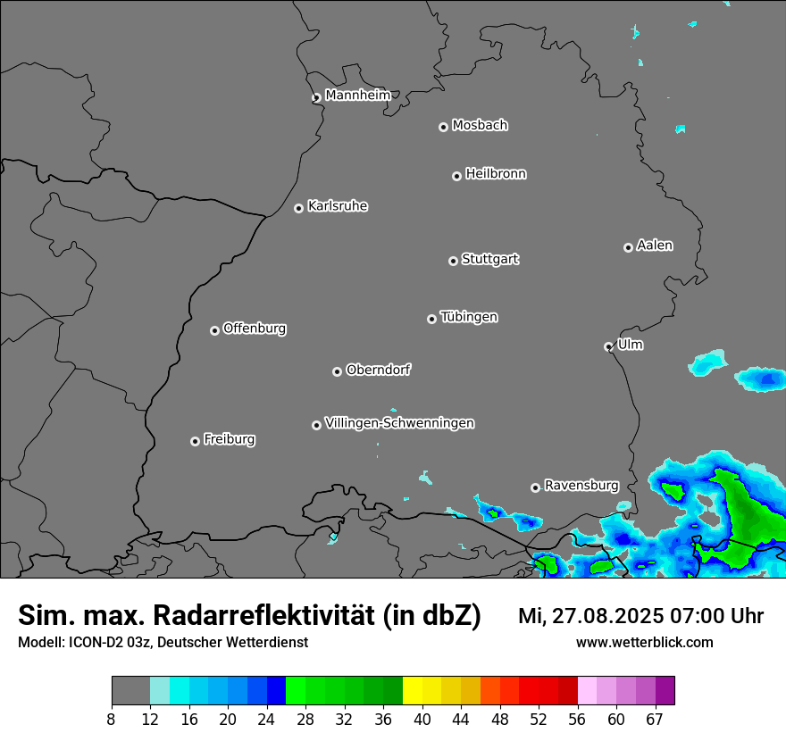 Modellkarten Simuliertes Radarbild