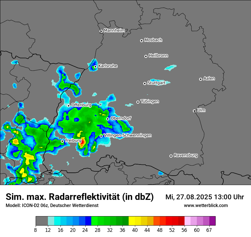 Modellkarten Simuliertes Radarbild