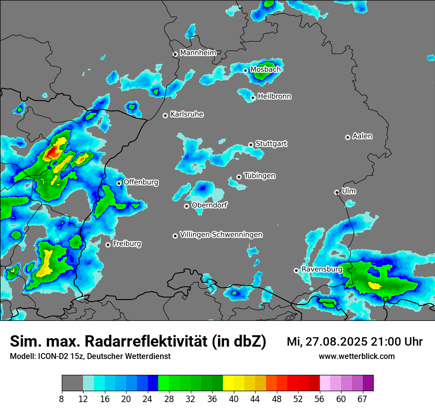 Modellkarten Simuliertes Radarbild