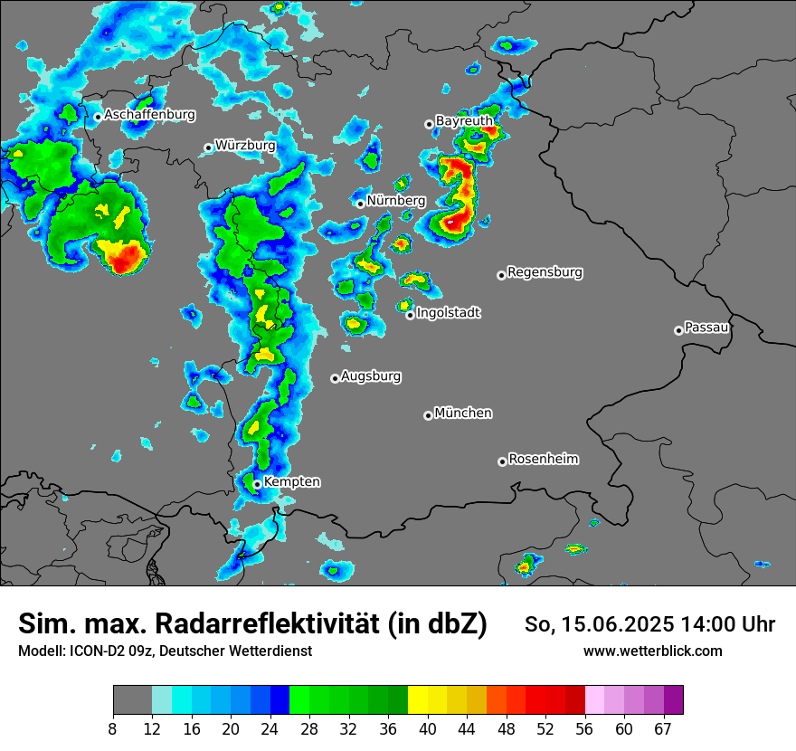 Modellkarten Simuliertes Radarbild