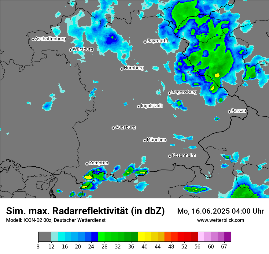 Modellkarten Simuliertes Radarbild