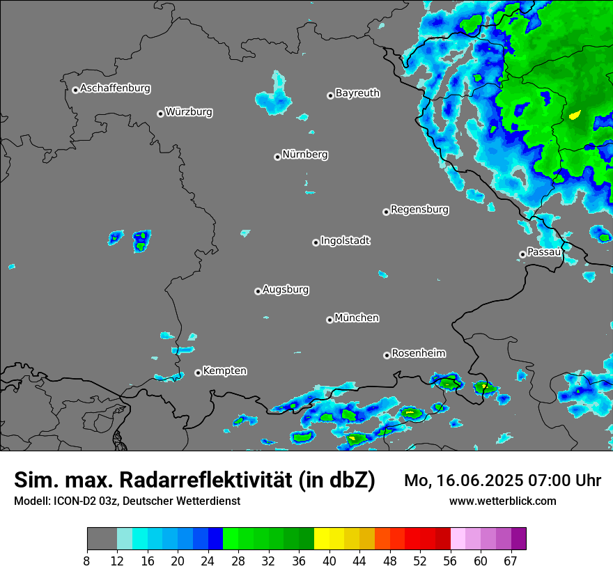 Modellkarten Simuliertes Radarbild