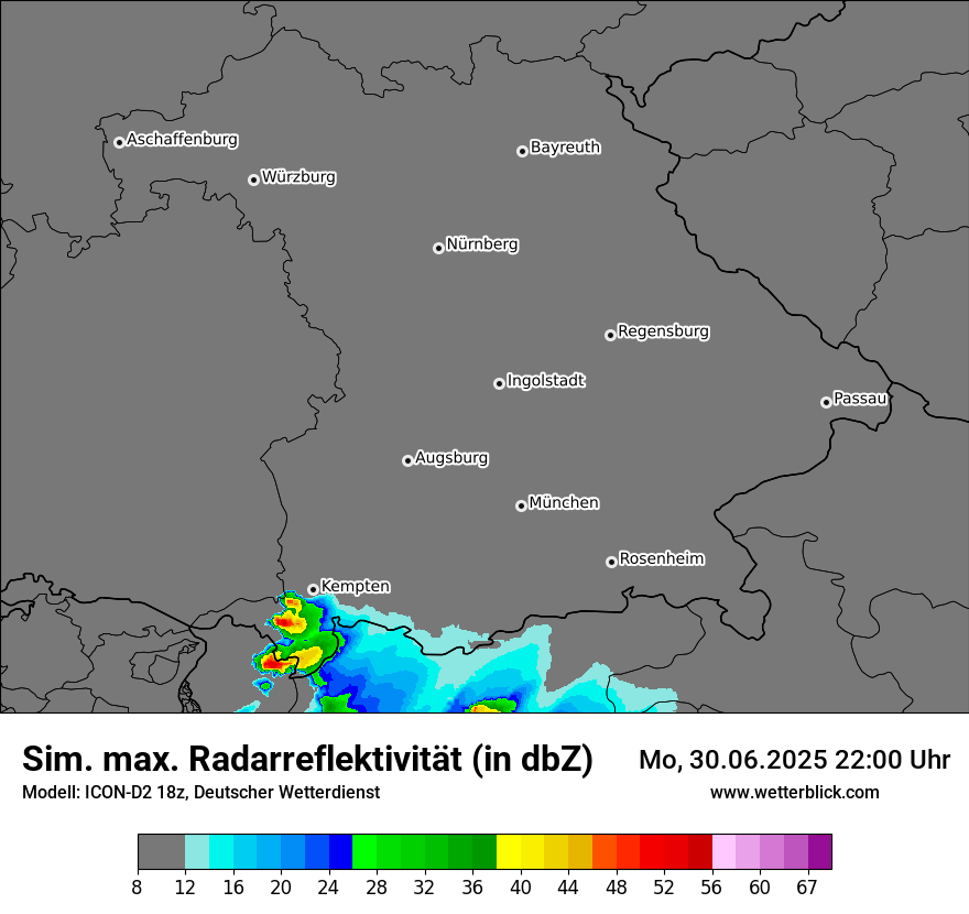 Modellkarten Simuliertes Radarbild